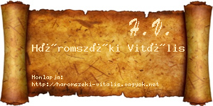Háromszéki Vitális névjegykártya
